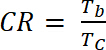 Coefficient ratio formula \(CR=\frac{T_b}{T_c}\) in a mathematical equation.