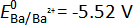 Electrode potential equation, Eᶿ(Ba²⁺/Ba) = -5.52 V, important for electrochemical studies.