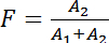 Formula illustrating ratio concept; equation for fractions in a scientific context.
