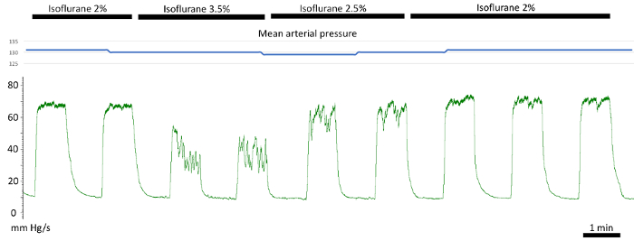 figure-results-15 Isoflurane concentration vs. mean arterial pressure, time-series chart, anesthesia effect analysis.