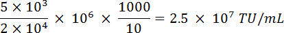 Calculation formula for lentiviral titer, includes titration, gene therapy, scientific analysis.