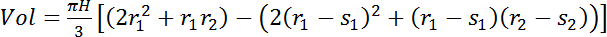 Volume equation, cone formula, mathematical calculation, geometry concept, algebraic symbols.