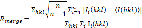 R<sub>merge</sub> equation; crystallography data analysis; mathematical formula for intensity measurement.