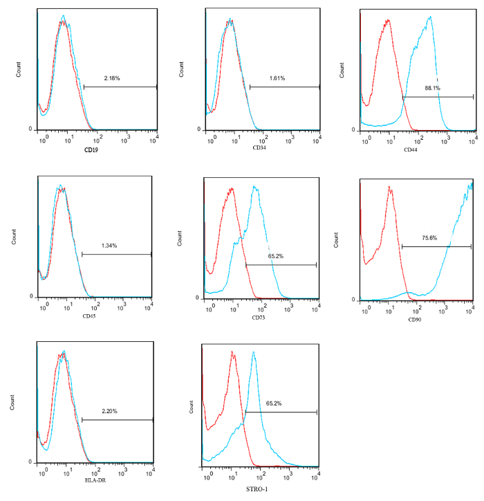 figure-results-3 Flow cytometry graphs; expression levels of CD markers (e.g., CD19, CD34); cell population analysis.