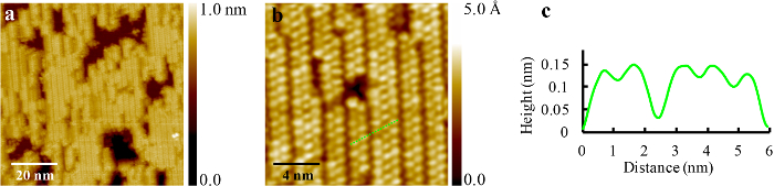 figure-results-2 Atomic force microscopy, surface texture analysis; height profile graph, nanoscale resolution.