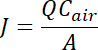 Static equilibrium formula J=QCair/A; scientific equation diagram; research analysis tool.