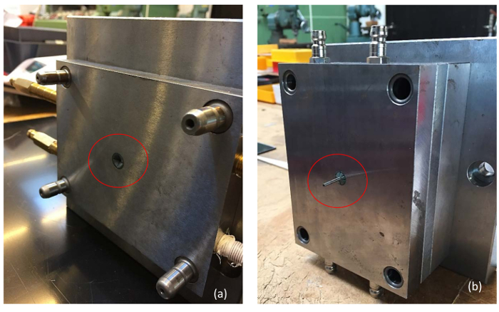 figure-protocol-1 Metal mold assembly setup illustrating mechanical fixture alignment in manufacturing process.