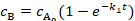 Reaction kinetics formula \(c_B = c_{A_0}(1-e^{-k_1t})\), evaluates concentration change.