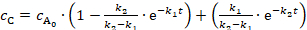Chemical kinetics equation cC showing reaction rate dynamics; symbol formula.