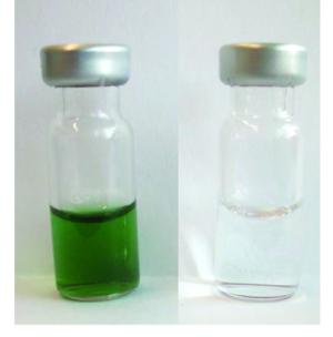 figure-results-1 Chromatography solvent extraction process, two vials with colored and clear solutions.