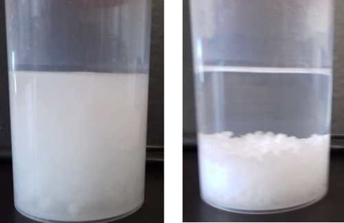 figure-results-2 Sedimentation process; suspension settling; experiment results; particle separation analysis.