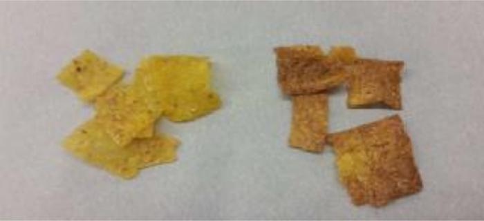 figure-protocol-6 Dehydrated food comparison, showing different textures, processed in nutritional study experiment.
