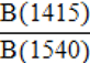 Equation showing ratio B(1415)/B(1540), focusing on mathematical or scientific analysis.