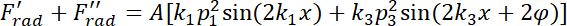 figure-protocol-23 Radiative force equations; mathematical expression showing sinusoidal components; physics.