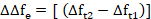 Static equilibrium equation, ΔΔf_e = [(Δf_t2 - Δf_tt)], mathematical formula, physics concept.
