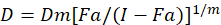Diffusion formula D=Dm[Fa/(1-Fa)]^(1/m) equation, educational research.