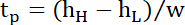 Static equilibrium equation: tₚ = (hₕ - hₗ) / w; mathematical formula, physics concept.