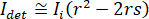 Static equilibrium equation: I_det ≅ I_i(r² - 2rs); formula for force analysis in physics.