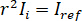 Equation for inverse square law in optics, symbol: r²Ii = Iref.