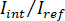 I_int/I_ref symbol for intensity ratio in spectroscopy equations, used in photonic studies.