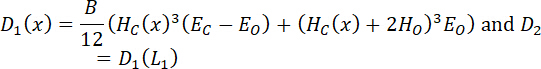 Equation showing static equilibrium principles with formula D₁(x)=B/12(Hc(x)³(Ec−E₀)+Hc(x)³E₀).