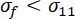 Stress comparison formula σf < σ11, used in material strength analysis.