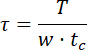 τ=T/(w·tc) formula, physics equation diagram, time constant calculation, system analysis.
