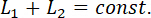 Equation of length conservation, L₁ + L₂ = const., for static equilibrium.