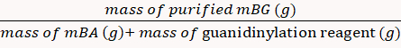 Equation for chemical yield calculation in experimental purification method.