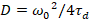 Static equilibrium equation D=ω₀²/4τᵈ for analytical method; scientific formula.