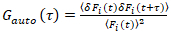 Autocorrelation function formula; statistical analysis, G(τ) equation expression, scientific research.