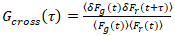 Cross-correlation function equation for fluorescence fluctuation analysis.