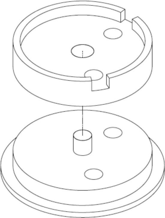 Exploded view diagram of a mechanical component assembly for engineering design analysis.
