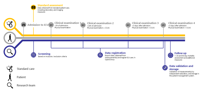 figure-results-1 Clinical study timeline diagram; ICU admission to patient data registration and follow-up process.