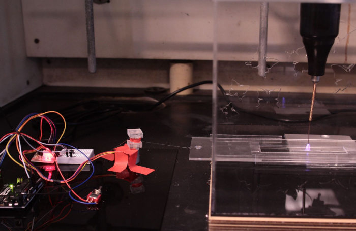laser cutting setup with Arduino control for precision material processing