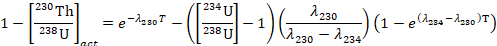 Uranium series decay equation; isotope ratio analysis; mathematical expression diagram.