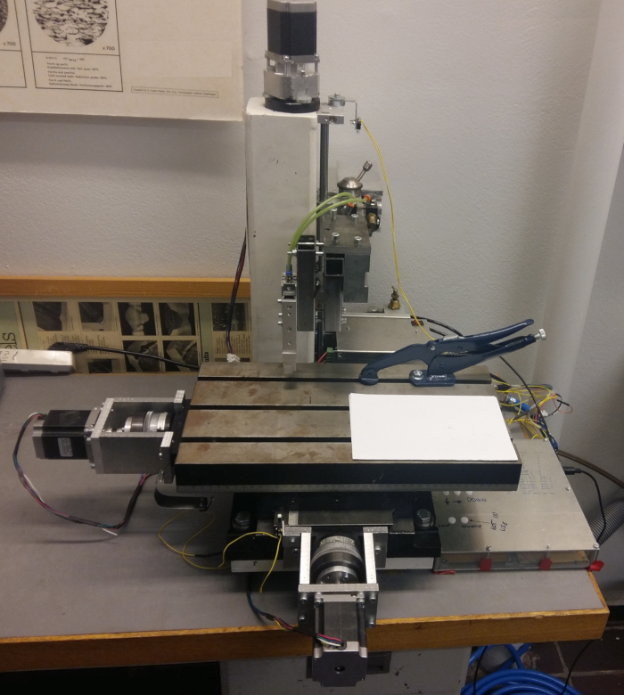 CNC machine setup for precise material milling and machining experimentation.