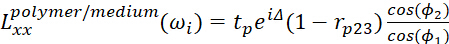 Static equilibrium equation in polymer medium; includes optical parameters and reflection coefficients.