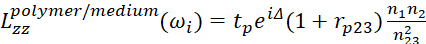 Static optical equation for polymer medium; Lzz calculation for material interaction analysis