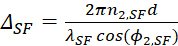 Equation for phase shift Δ_SF in spectroscopy; used in optical studies for spectral analysis.