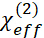 Nonlinear optics equation χ(2)_eff; key symbol in second harmonic generation studies.