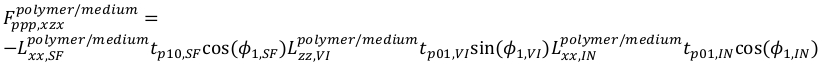 Static equilibrium equations; formula depicting polymer-medium interactions in spectroscopy analysis.