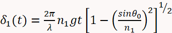 Optical phase equation δ₁(t) with parameters λ, n₁, g; physics formula analysis.
