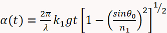 Alpha decay formula a(t), involving optical parameters; physics equations.