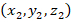 3D coordinate system formula (x₂, y₂, z₂); mathematical notation.