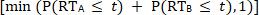 Equation for reaction time analysis, probability calculation, behavioral experiment formula.
