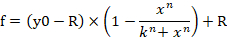 Sigmoid equation formula for data fitting, used in enzyme kinetics and biochemistry analysis.