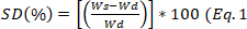 Static equilibrium formula, SD(%) calculation shown in equation diagram.