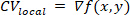 CV<sub>locale</sub>=∇f(x,y); equazione del calcolo vettoriale; Espressione matematica
