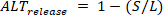 Formula<sub>di rilascio</sub> ALT: 1 - (S/L); equazione per l'analisi scientifica.